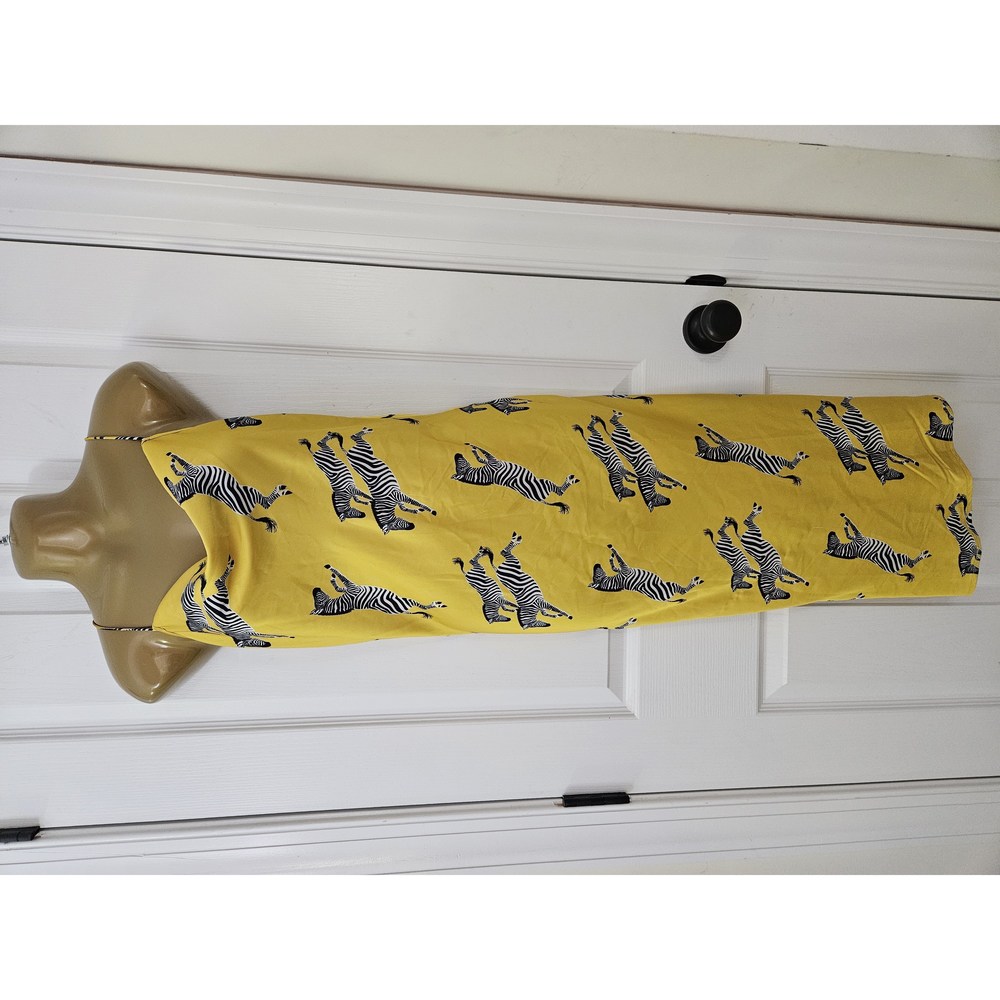 KILO BRAVA Silky Slip Dress Strapy Sexy Animal print Sz L Yellow